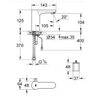 Змішувач сенсорний для умивальника Grohe Eurosmart Cosmopolitan E (36327001)