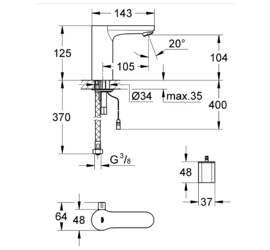 Змішувач сенсорний для умивальника Grohe Eurosmart Cosmopolitan E (36327001)