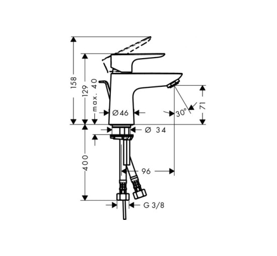 Змішувач Hansgrohe Talis E 80 для умивальника з донним клапаном (71700000)