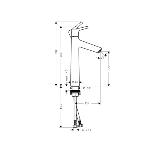 Змішувач Hansgrohe Talis S 190 для умивальника без донного клапана (72032000)