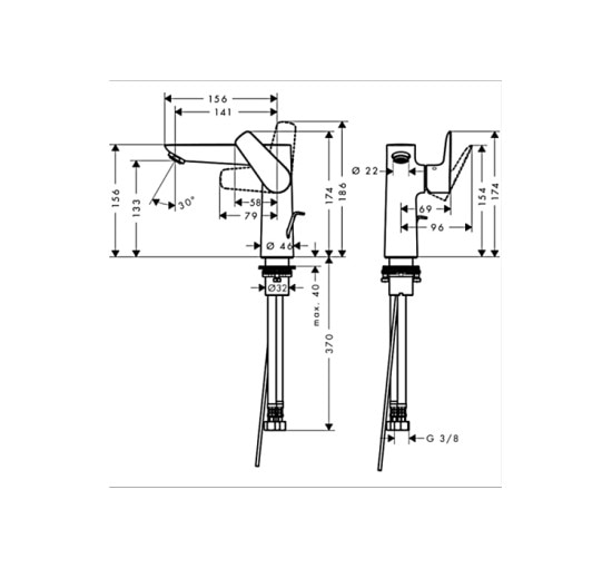 Смеситель Hansgrohe Talis E 150 для умывальника с донным клапаном (71754000)