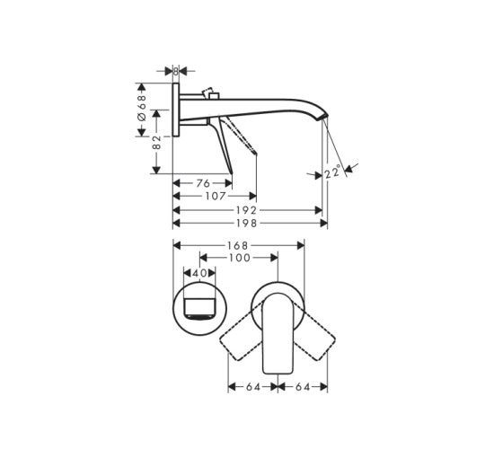 Смеситель Hansgrohe Vivenis 195 для умывальника из стены Matt Black (75050670)