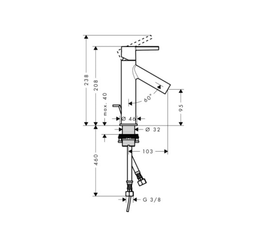 Смеситель Axor Starck 100 Lever для раковины хромированный 10001000