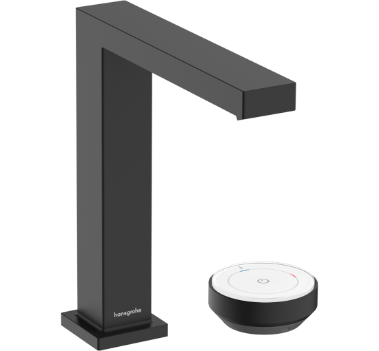 Змішувач hansgrohe Tecturis E CoolStart EcoSmart+ для раковини зі зливним гарнітуром, чорний матовий 73040670