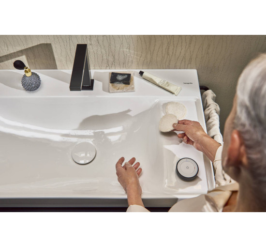 Змішувач hansgrohe Tecturis E CoolStart EcoSmart+ для раковини зі зливним гарнітуром, чорний матовий 73040670