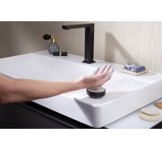 Змішувач hansgrohe Tecturis E CoolStart EcoSmart+ для раковини зі зливним гарнітуром, чорний матовий 73040670