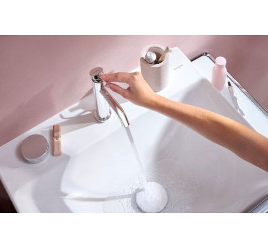 Змішувач для умивальника одноважільний HANSGROHE Tecturis S EcoSmart+ хром латунь з донним клапаном 73310000