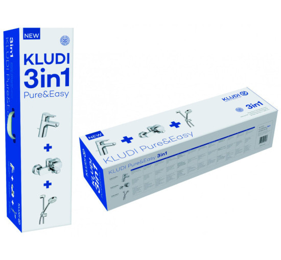 Набор смесителей для ванны и душа Kludi Pure Easy 3в1,хром (376850565)
