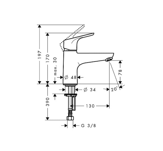 Смеситель Hansgrohe Focus врезной на край ванны на 1 отверстие Monotrou (31931000)