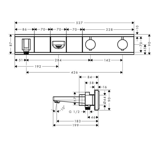 Термостат скрытого монтажа Hansgrohe RainSelect для ванной на 2 клавиши Chrome (15359000)