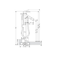 Смеситель Axor Starck для напольной ванны, ручка Pin, Chrome 10456000