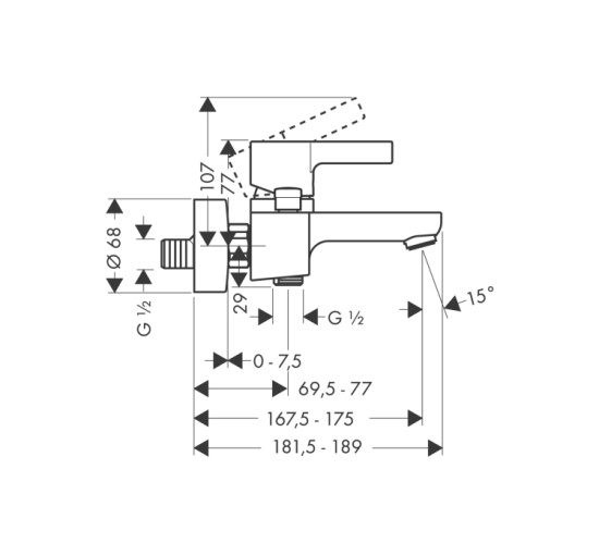 Смеситель Hansgrohe Metris S для ванной (31460000)