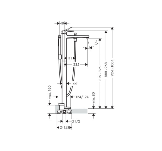 Смеситель Hansgrohe Metropol для напольной ванны Matt White (32532700)