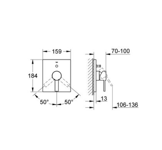 Наружная часть смесителя без скрытой части GROHE Allure хром латунь 184x159мм 19315000