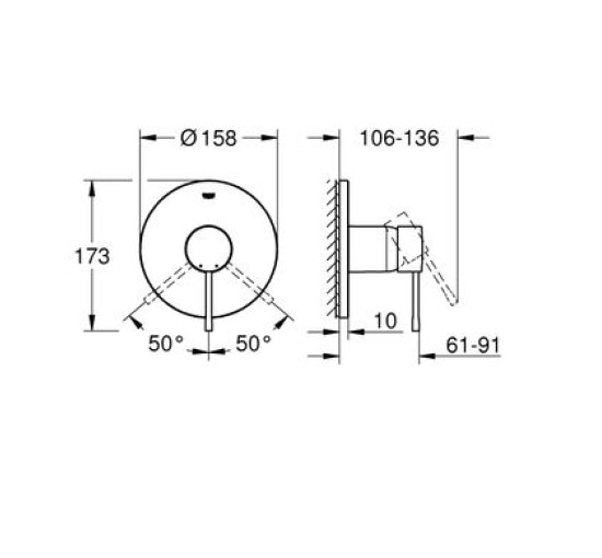 Зовнішня частина прихованого змішувача GROHE Essence бронза латунь 158мм 24057DL1