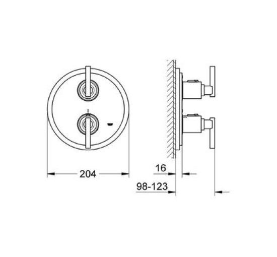 Наружная часть смесителя без скрытой части GROHE Atrio Jota хром латунь 204мм 19398000