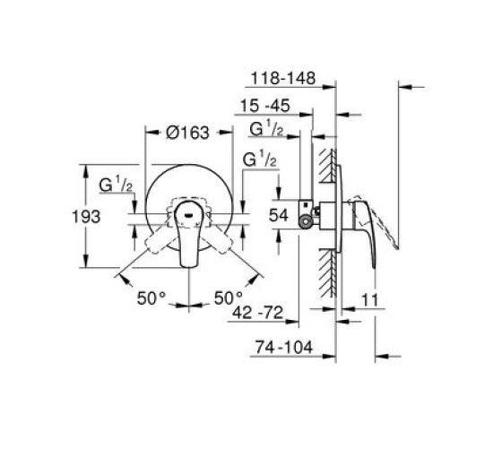 Змішувач прихованого монтажу GROHE Eurosmart хром латунь 163мм 33556003