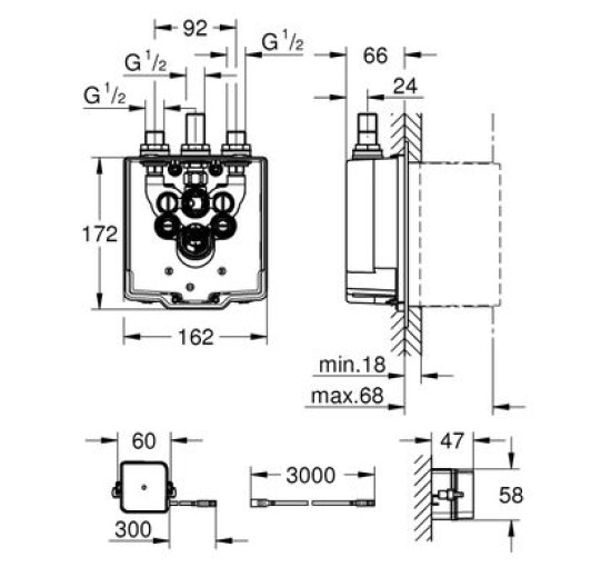 Скрытая часть смесителя GROHE Eurosmart Cosmopolitan E 36416001