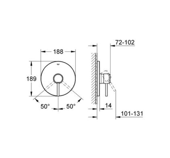 Наружная часть смесителя без скрытой части GROHE ATRIO хром латунь 189мм 19463001