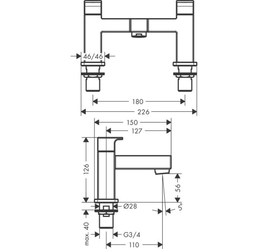 Смеситель hansgrohe Vernis Shape на борт ванны, хром 71452000