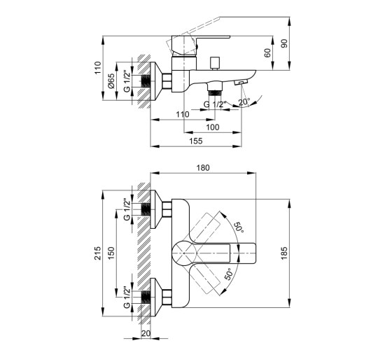 Смеситель для ванны Qtap Ustek 3016107DC