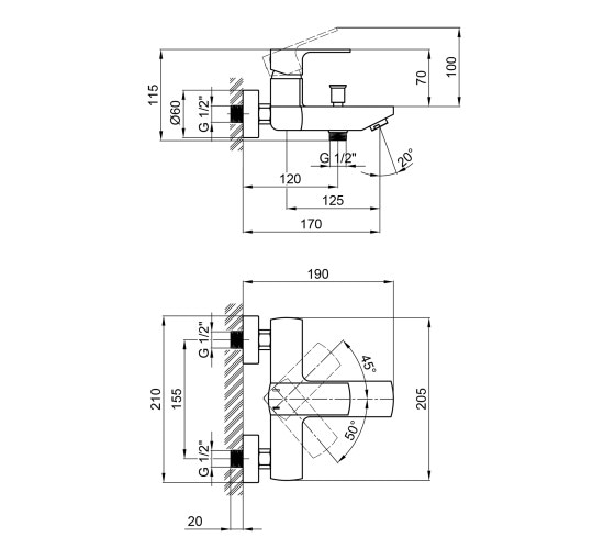 Змішувач для ванни Qtap Lipno 3023101DG