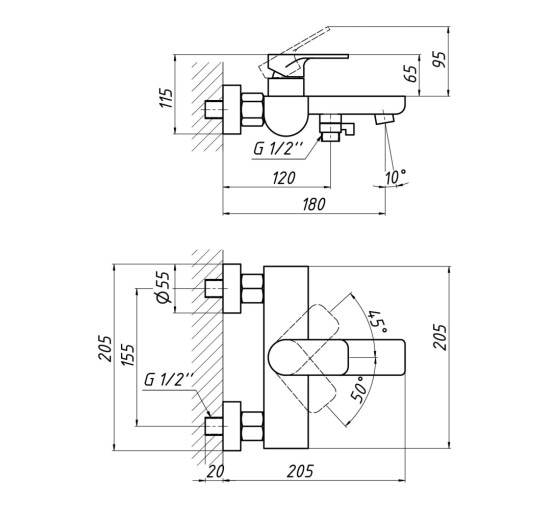 Смеситель для ванны Qtap Flaja 3010102GC
