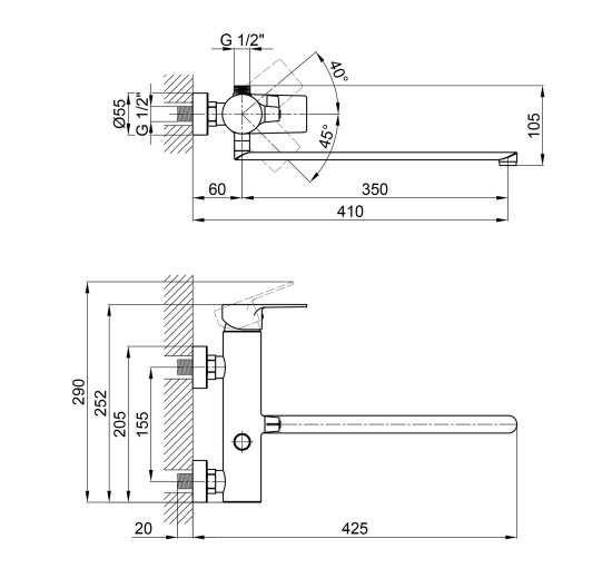 Смеситель для ванны Qtap Stenava 3245102FC