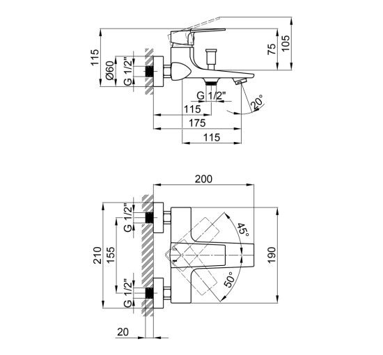 Смеситель для ванны Qtap Lodenice 3030101DC
