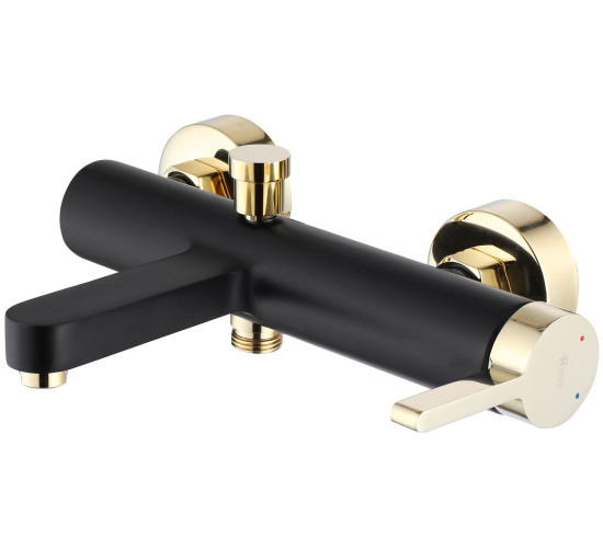 Змішувач для ванни та душу REA POLO BLACK GOLD чорний/золото настінний