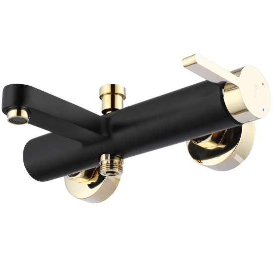 Змішувач для ванни та душу REA POLO BLACK GOLD чорний/золото настінний