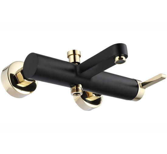 Змішувач для ванни та душу REA POLO BLACK GOLD чорний/золото настінний