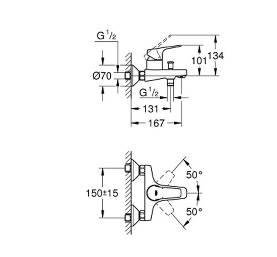 Змішувач для ванни Grohe BauEdge 23756000