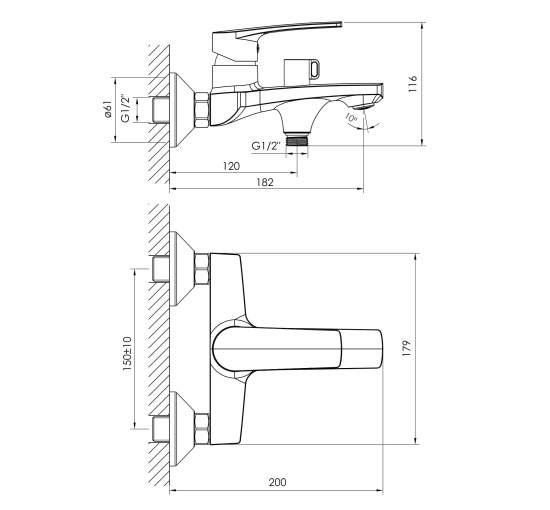 Смеситель для ванны Imprese KAMPA хром (10285)