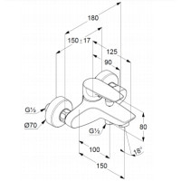 Змішувач для ванни і душу Kludi Pure Solid хром (346810575)