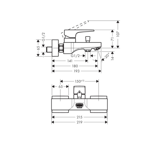 Смеситель Hansgrohe Metropol для ванны Matt White (32540700)