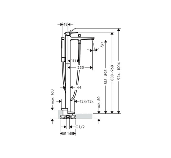 Смеситель Hansgrohe Metropol для напольной ванны Brushed Black Chrome (32532340)