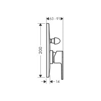 Смеситель Hansgrohe Vernis Shape скрытого монтажа для ванны/душа, верхняя часть 200 Matt Black (71458670)