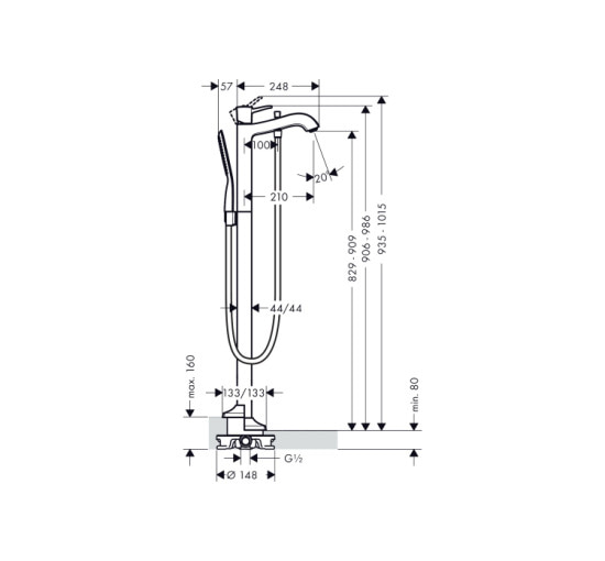 Змішувач Hansgrohe Metropol Classic для ванни підлоговий (31445090) Chrome/Gold Optic