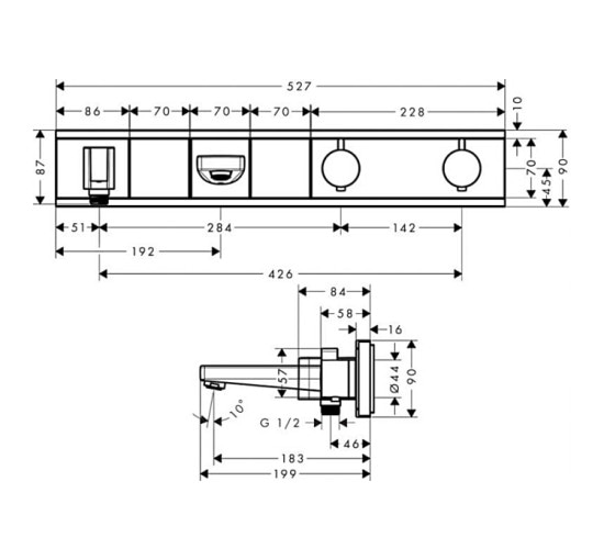 Термостат скрытого монтажа Hansgrohe RainSelect для ванной на 2 клавиши Chrome/Black (15359600)