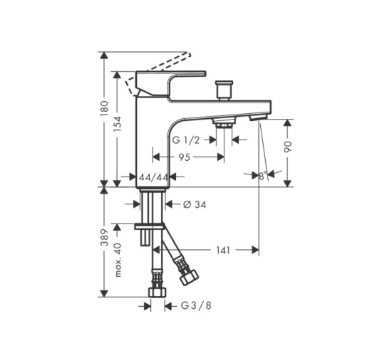 Смеситель Hansgrohe Vernis Shape врезной на край ванны на 1 отверстие Monotrou (71463000)