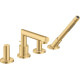 Змішувач Axor Uno на край ванни 4 отвори, випуск 152 мм Brushed Gold Optic (45444250)