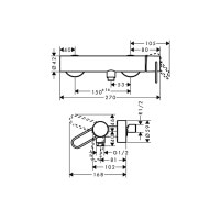 Смеситель Axor Uno для душа, ручка Loop, цвет Brushed Black Chrome 38621340