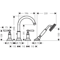 Смеситель Axor Montreux врезной на край ванны Lever на 4 отверстия 16550140 Brushed Bronze