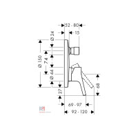 Смеситель Hansgrohe Talis S скрытого монтажа для ванны/душа: верхняя часть (72405000)