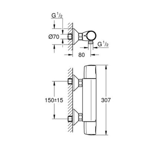 Смеситель для душа с термостатом GROHE Precision Trend хром латунь без душевого набора 34229002