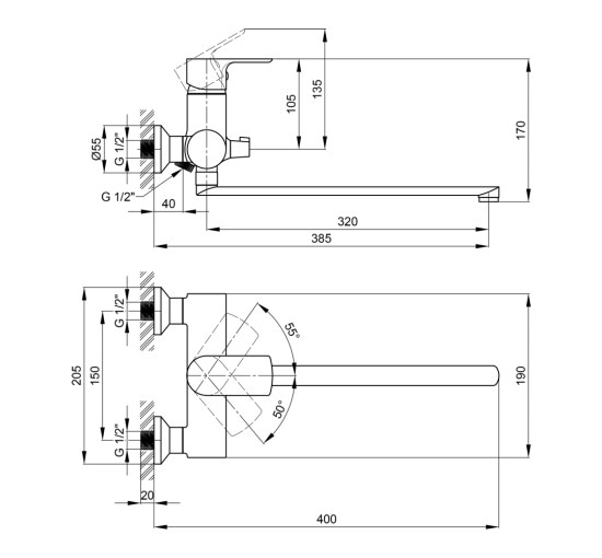 Смеситель для ванны Qtap Flaja 3210102GC