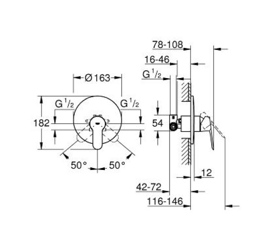 Змішувач для душу Grohe BauEdge прихований монтаж (29078000)