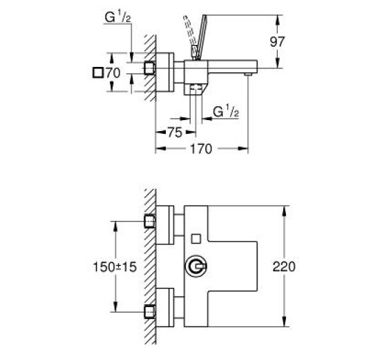 Змішувач для ванни Grohe Eurocube Joy (23666000)