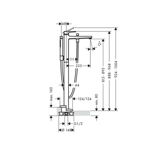 Смеситель Hansgrohe Metropol для напольной ванны, ручка loop (74532000)